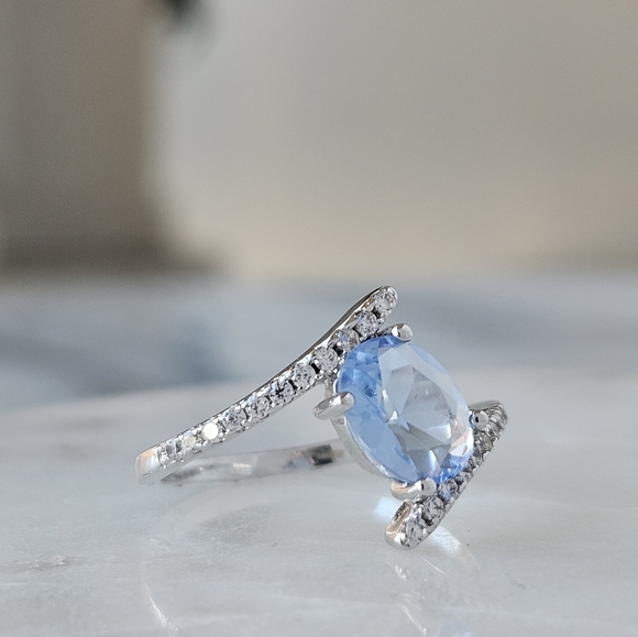 Blue Topaz Ring, 925 Sterling Silver Charmed Aroma - Picture 8 of 10